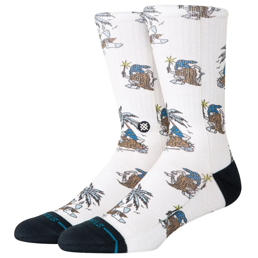 Chaussettes Stance Castaway Crew en coton avec design graphique et renforts talon et orteils confortables