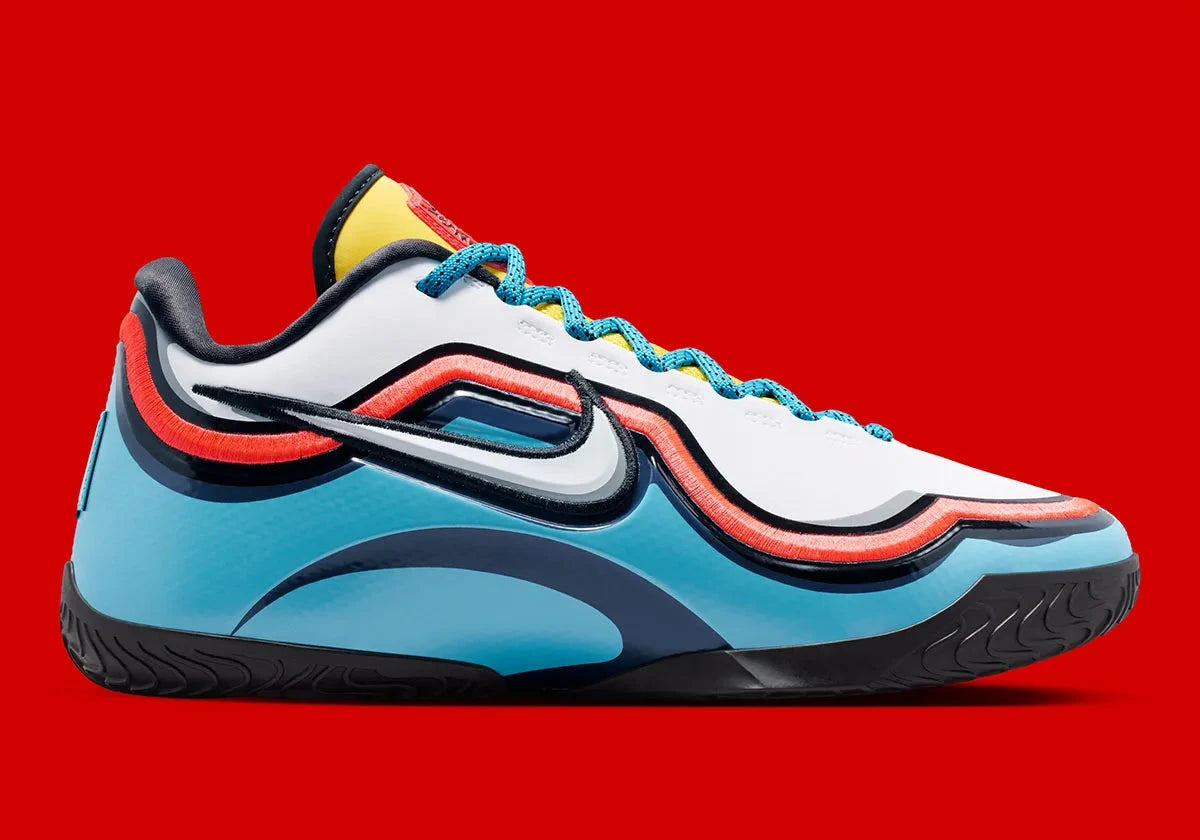 Nike LeBron 23 Stewie avec tige technique multicouche aux couleurs vives contrastées, renforts structurés, amorti protecteur et semelle en caoutchouc à traction multidirectionnelle.