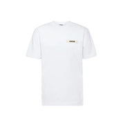 TEE SHIRT JACQUEMUS BLANC AVEC LOGO ETIQUETTE BRODEE JACQUEMUS COTE COEUR