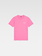 TEE SHIRT JACQUEMUS ROSE A LOGO IMPRIME BLANC SUR LE COEUR