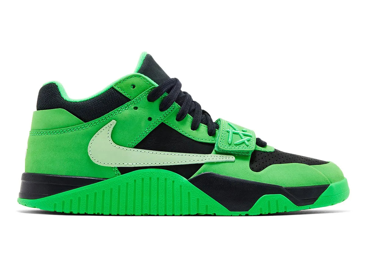 Sneaker Jordan Jumpman Jack TR Travis Scott verte Green Spark en mesh et matériaux premium avec semelle amortissante et design signature