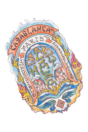 T-shirt Casablanca Way Skate rose en coton premium avec imprimé graphique signature sur le devant.