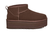 UGG Classic Ultra Mini Platform Burnt Cedar en suede brun avec intérieur UGGplush™ et semelle plateforme Treadlite.