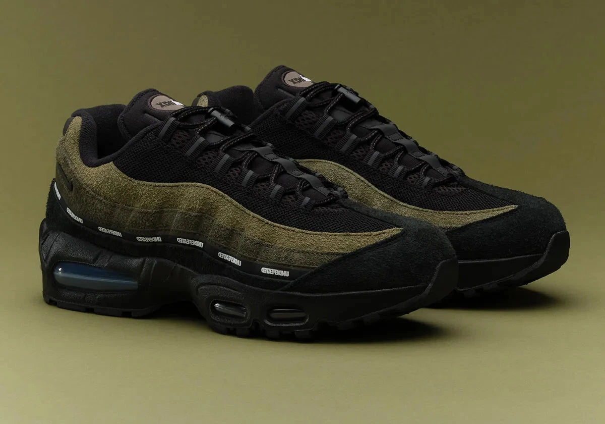 Sneakers Nike Air Max 95 SP Undefeated Geo La Brea Medium Olive avec mesh respirant, suède premium et amorti Air Max visible premium.Vue de profil