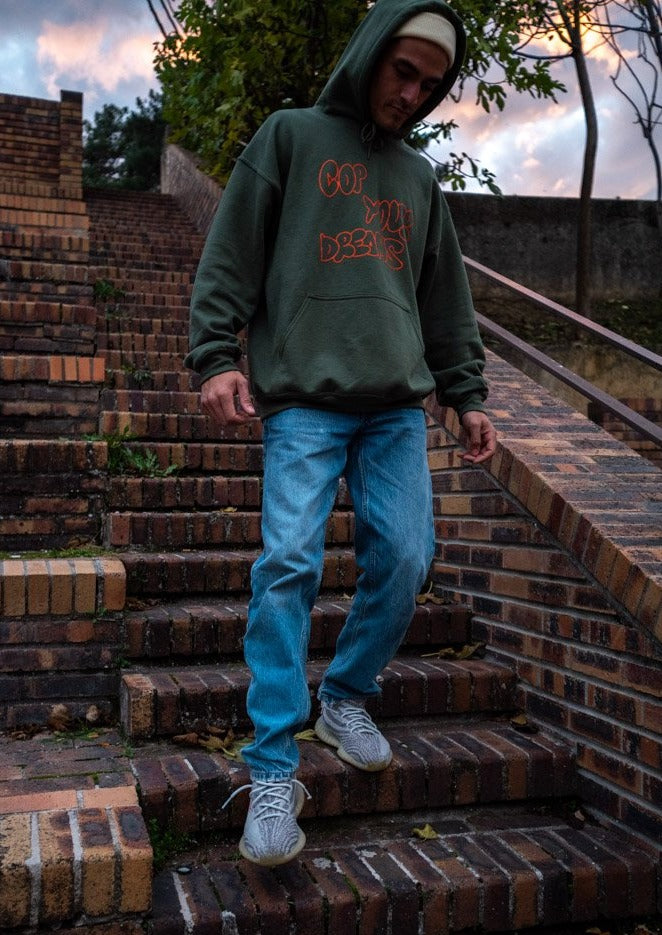 Sweat à capuche - "Cop Your Dream" Kaki