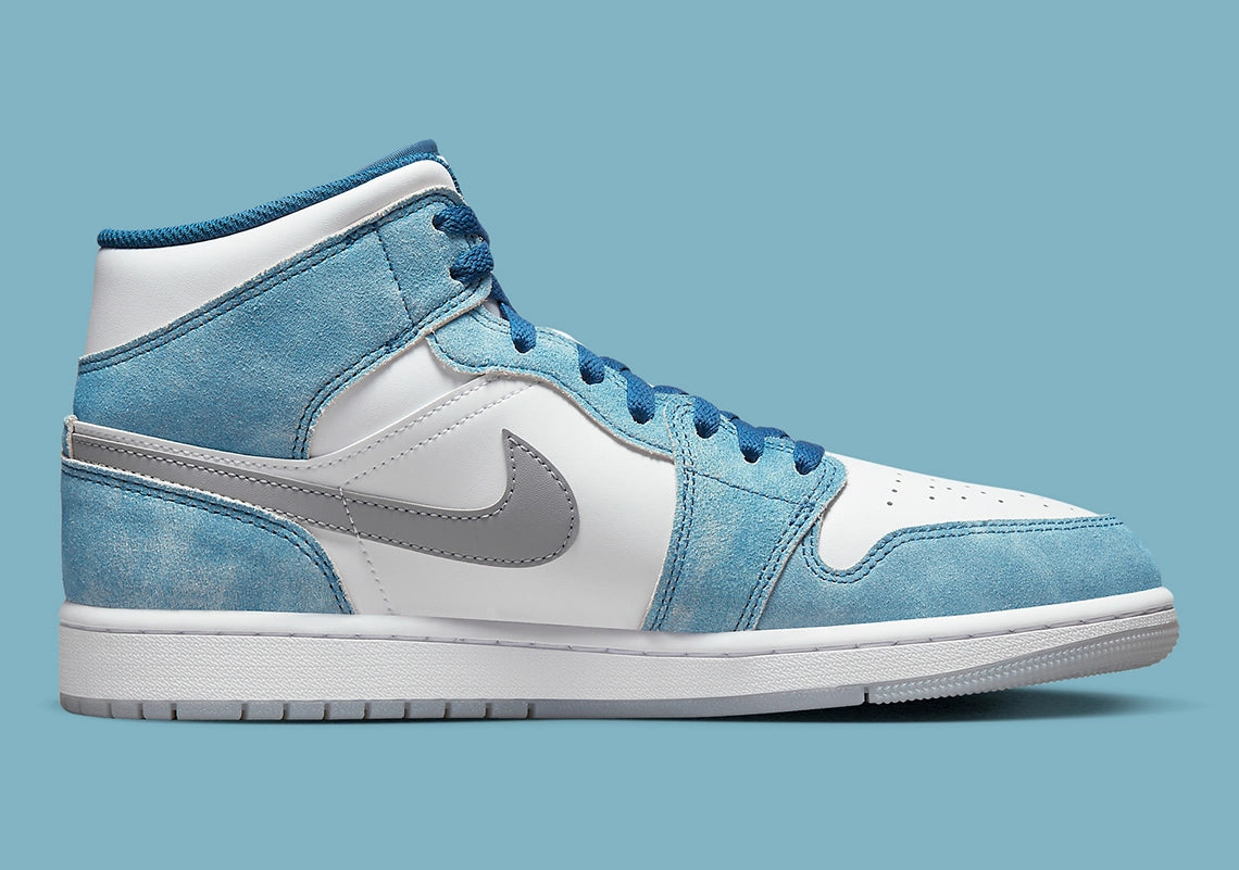 Jordan 1 Mid French Blue Fire Red