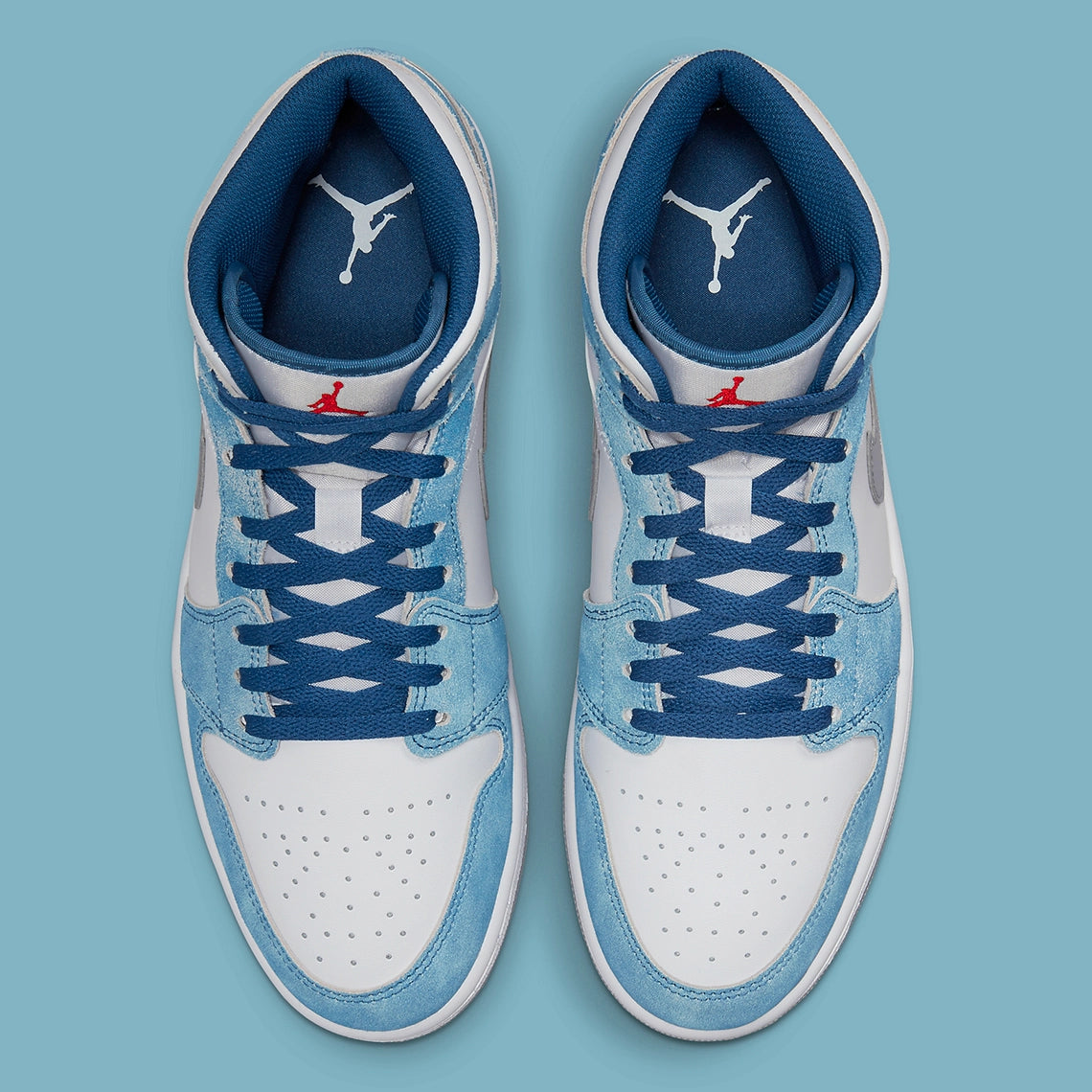 Jordan 1 Mid French Blue Fire Red