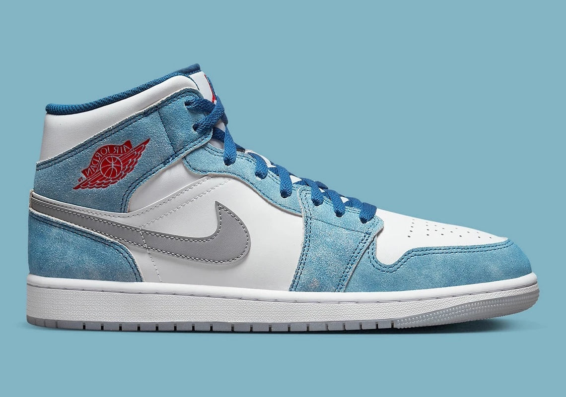 Jordan 1 Mid French Blue Fire Red