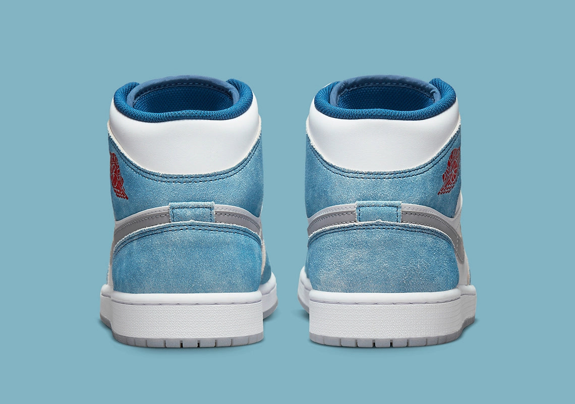 Jordan 1 Mid French Blue Fire Red