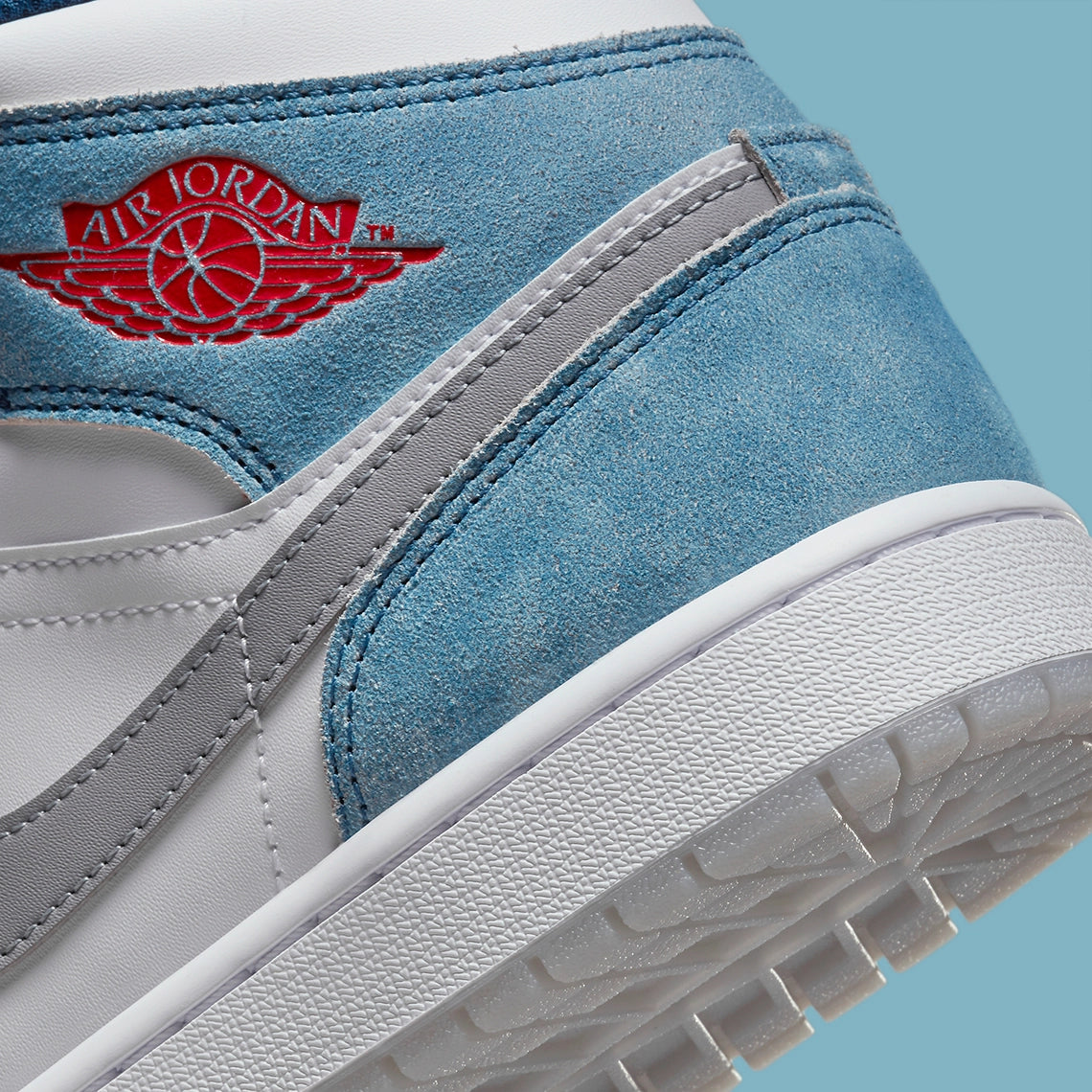 Jordan 1 Mid French Blue Fire Red