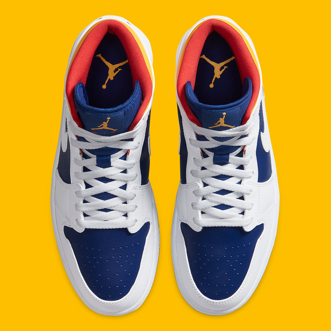 Nike Air Jordan Orange And Royal Blue Sneakers Jordan Mid White