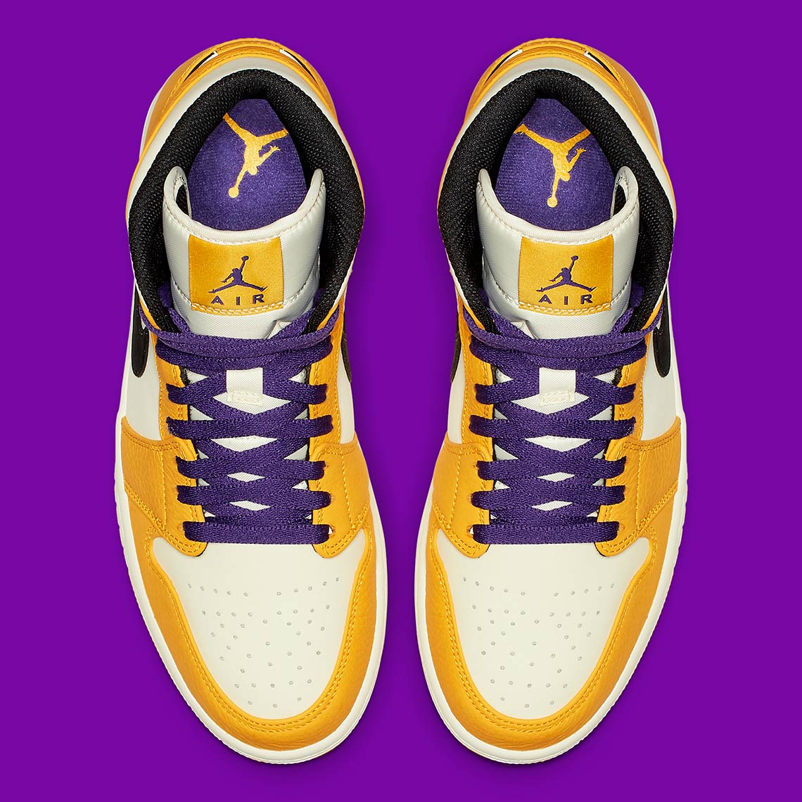 Jordan 1 lakers vu de dessus