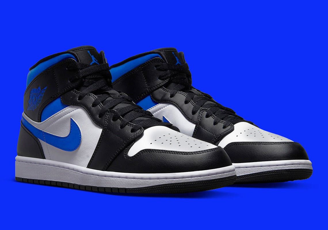 Air Jordan 1 Mid White Black Racer Blue