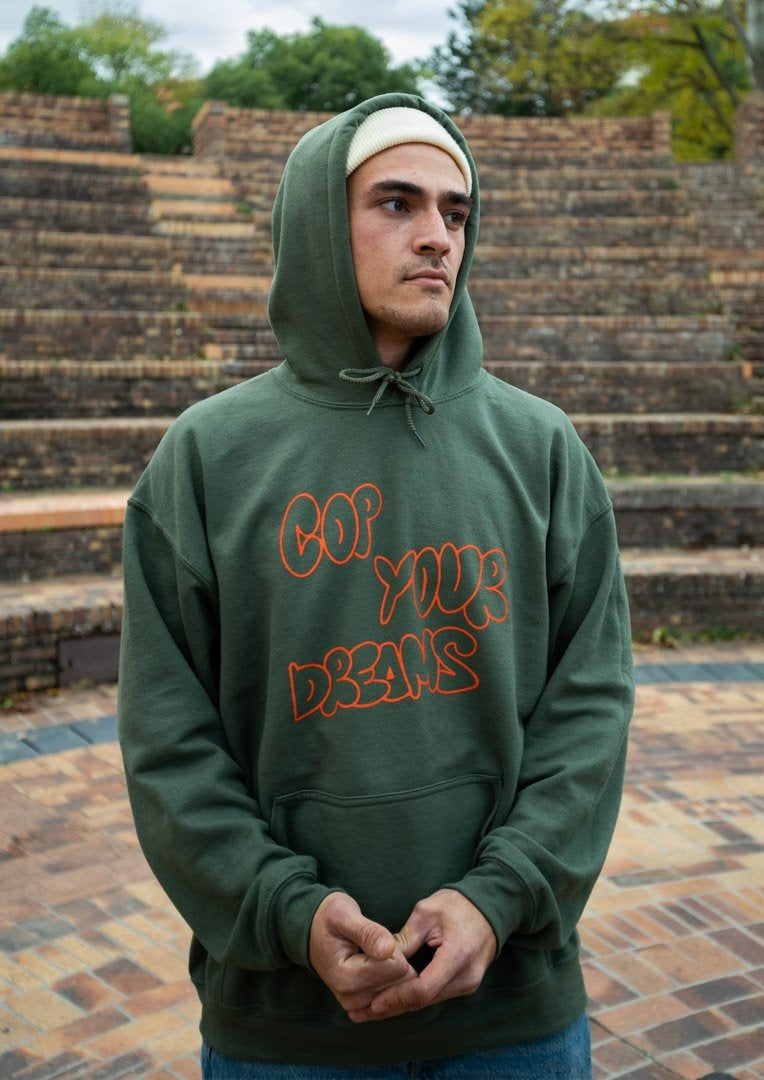 Sweat à capuche - "Cop Your Dream" Kaki