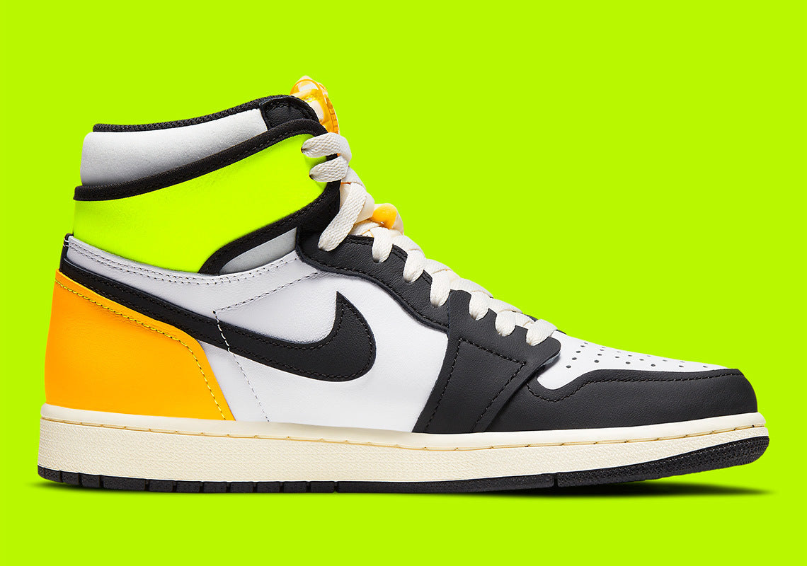 Jordan 1 Retro High White Black Volt University Gold