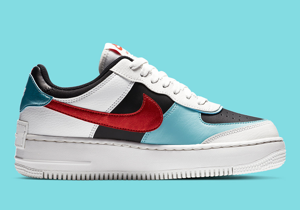 Nike Air Force 1 Shadow Bleached Aqua Chile Red