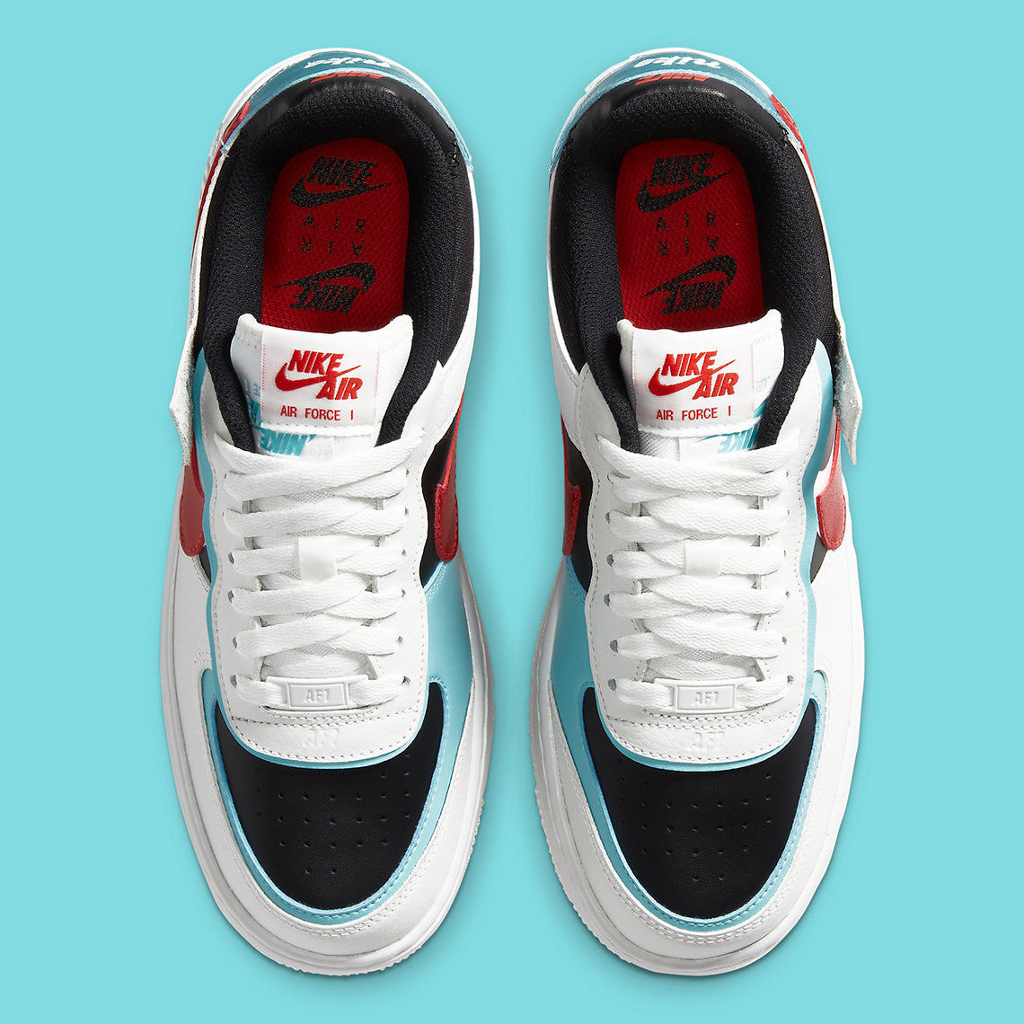 Nike Air Force 1 Shadow Bleached Aqua Chile Red