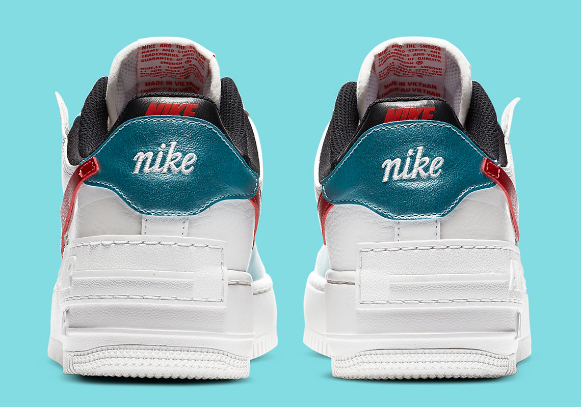 Nike Air Force 1 Shadow Bleached Aqua Chile Red