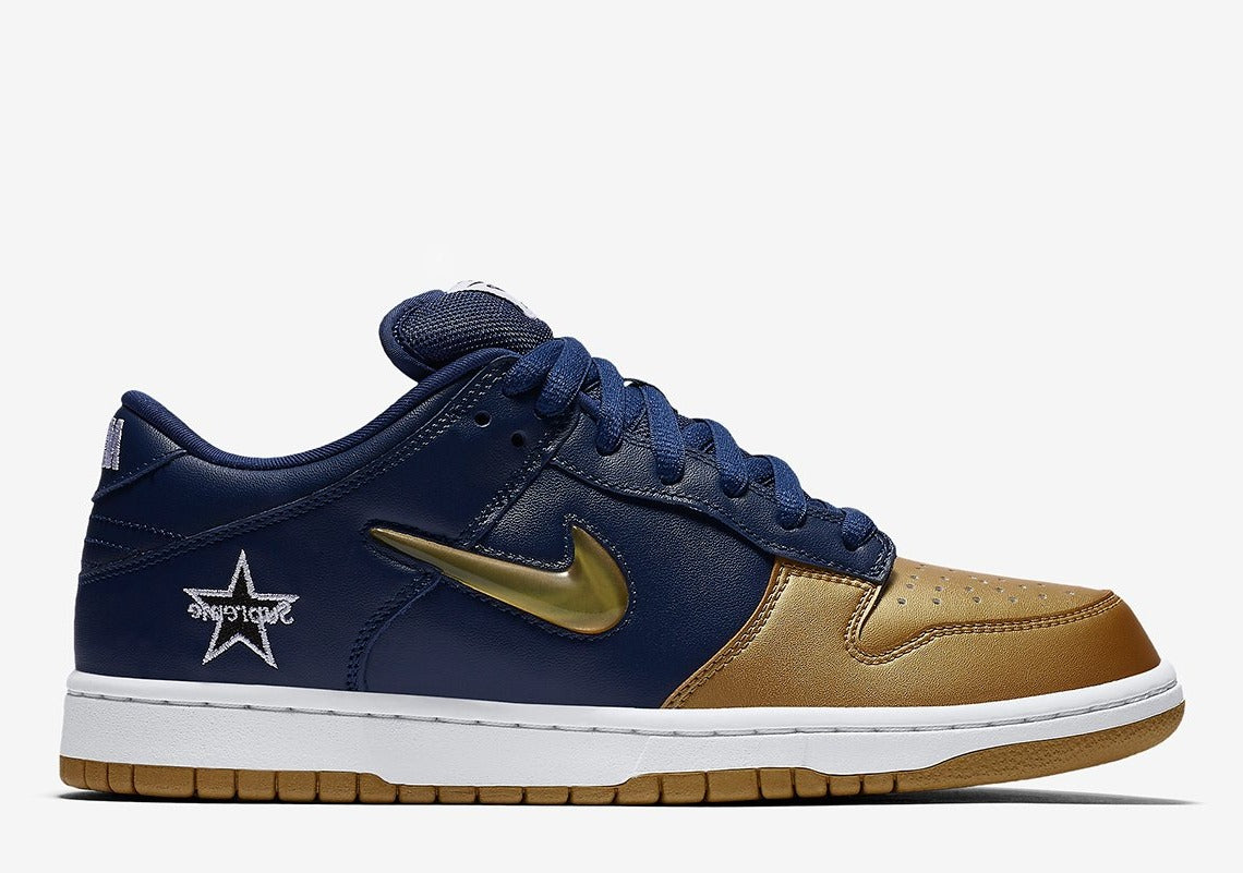 Nike SB - Dunk Low Supreme Jewel Swoosh Gold