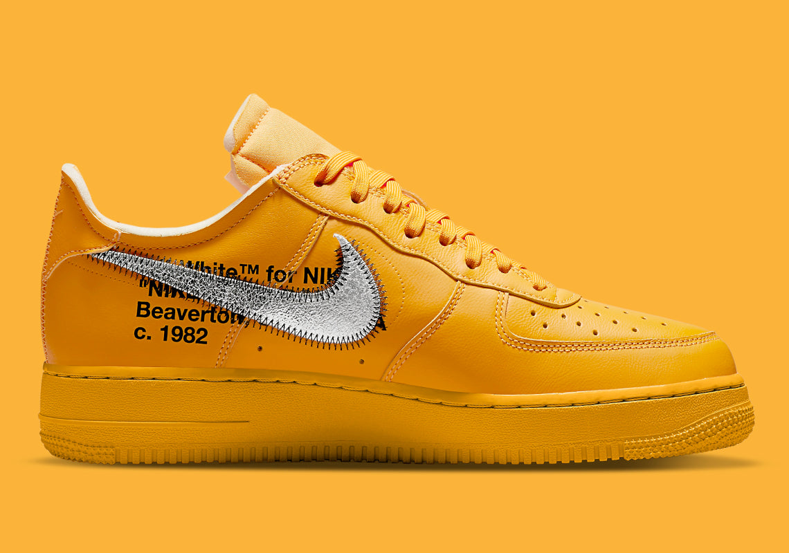 Nike Air Force 1 Low OFF WHITE University Gold Metallic Silver GlobalSneakers