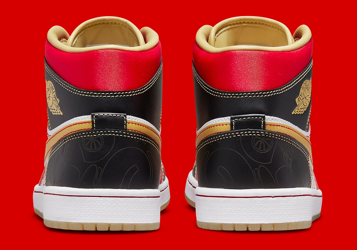 Air Jordan 1 Mid XQ White Black Sport Red