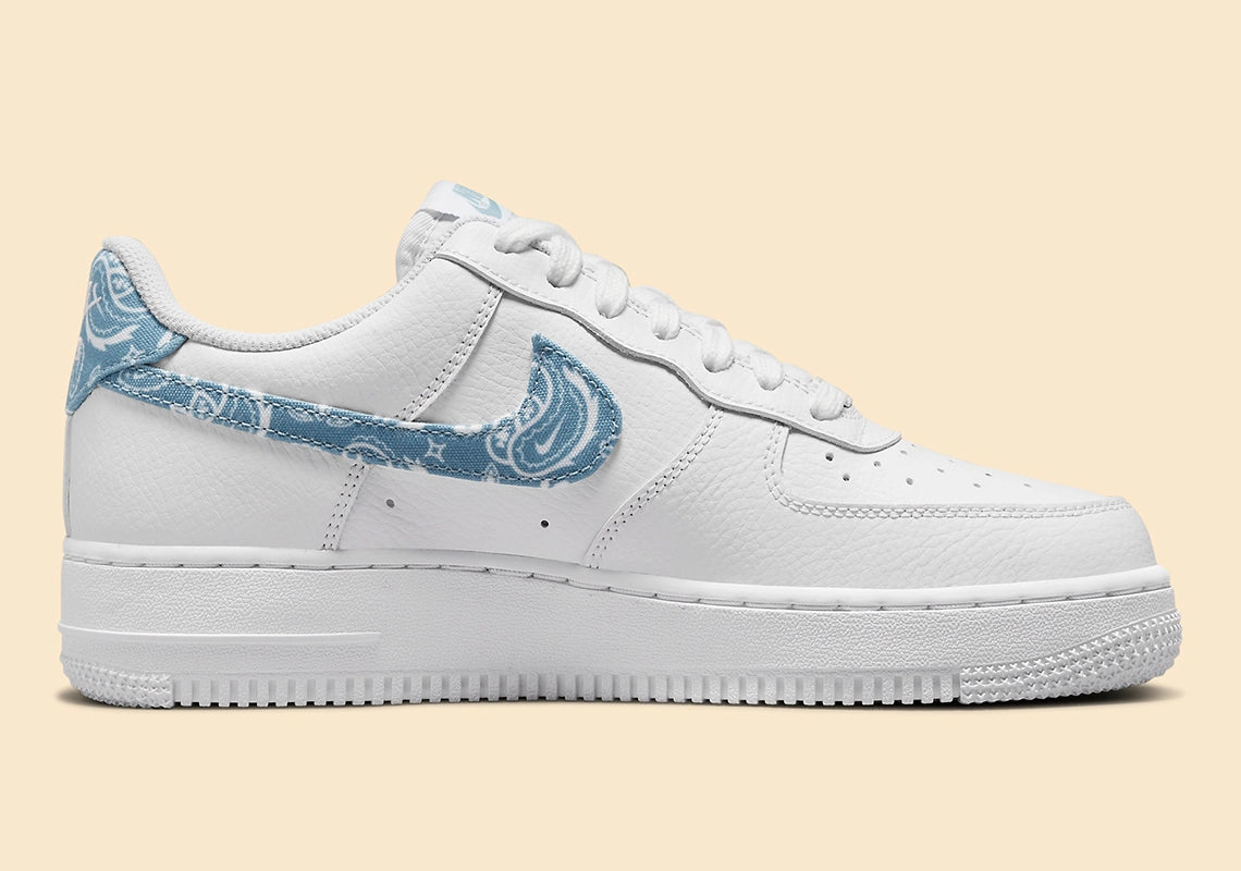 Nike Air Force 1 Low 07 Essential White Worn Blue Paisley