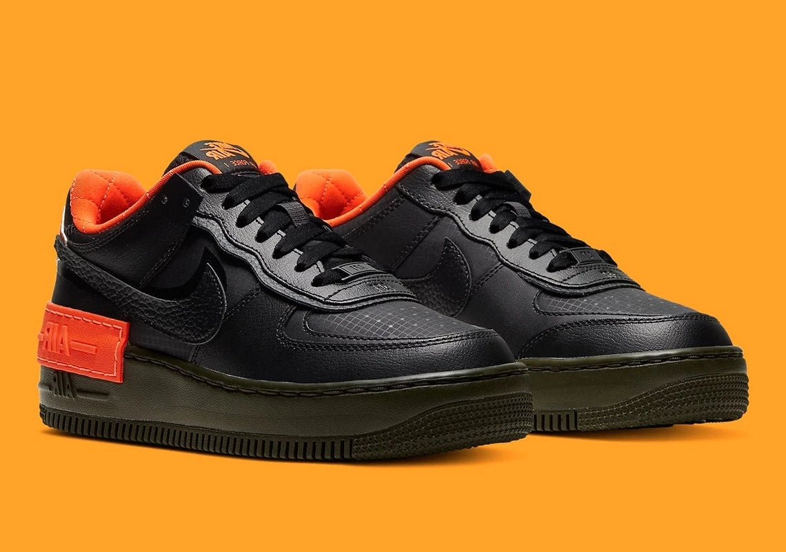 Nike Air Force 1 Shadow Black Hyper Crimson Cargo Khaki