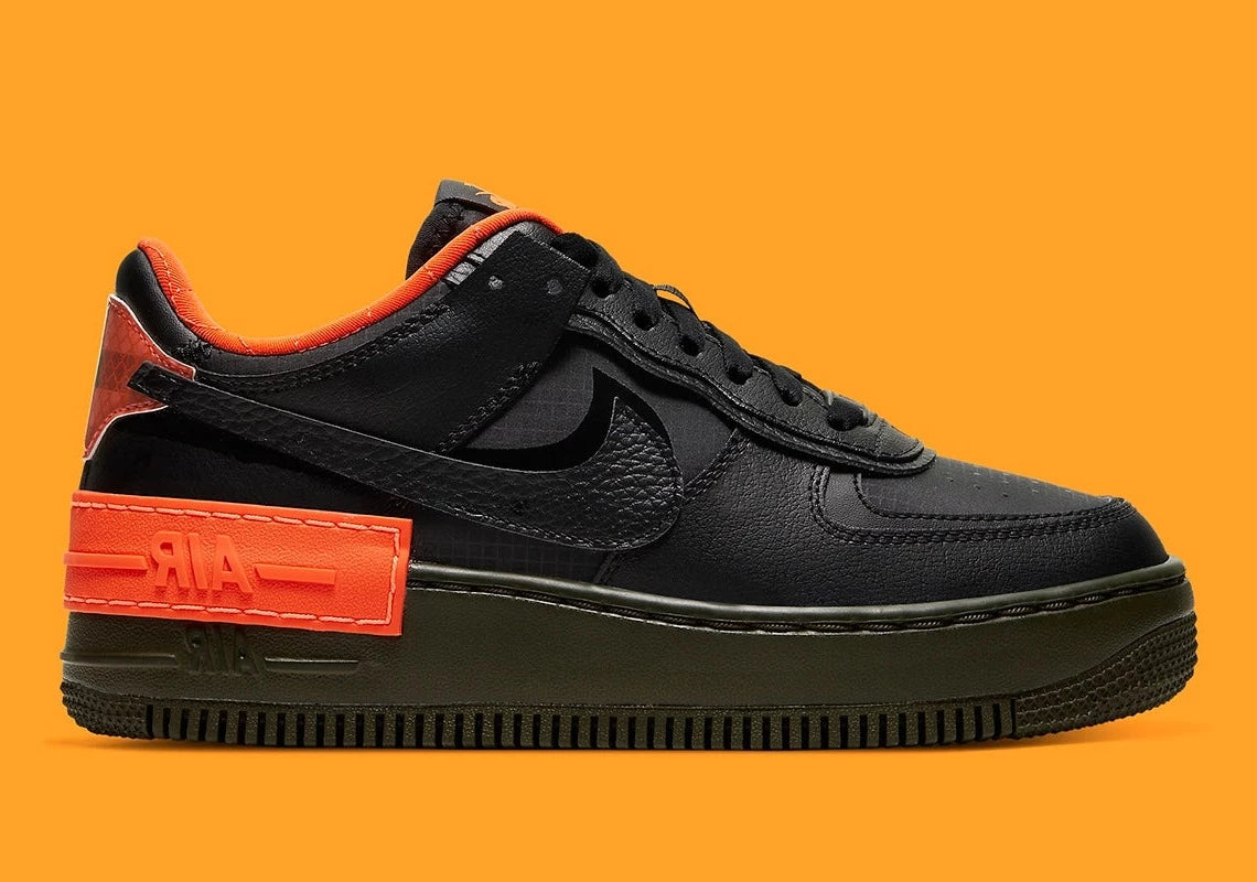 Nike Air Force 1 Shadow Black Hyper Crimson Cargo Khaki