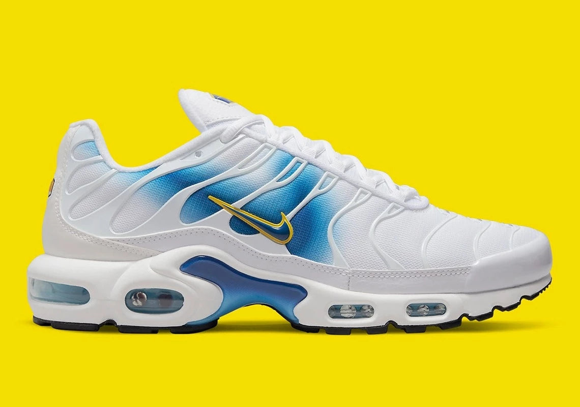 Nike Air Max Plus Spray Paint Swoosh White Blue