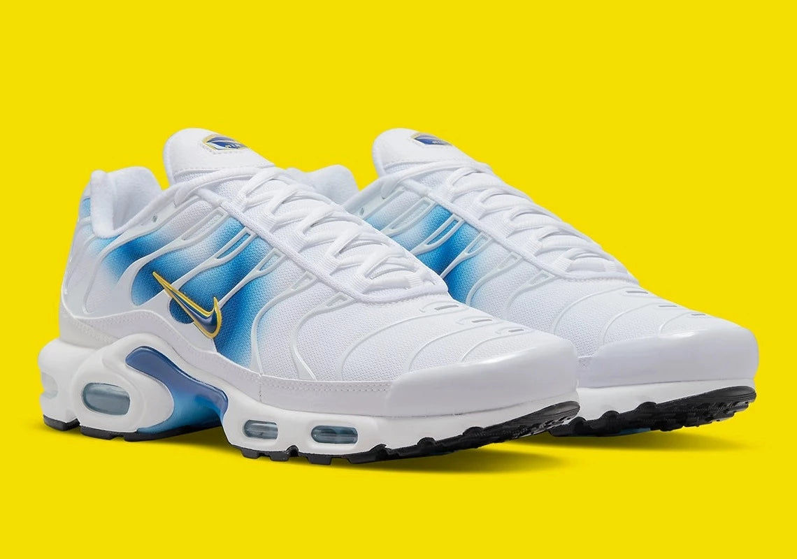 Nike Air Max Plus Spray Paint Swoosh White Blue